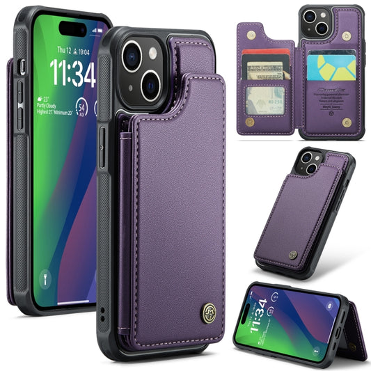 For iPhone 15 CaseMe C22 Card Slots Holder RFID Anti-theft Phone Case(Purple) - iPhone 15 Pro Cases by CaseMe | Online Shopping South Africa | PMC Jewellery | Buy Now Pay Later Mobicred