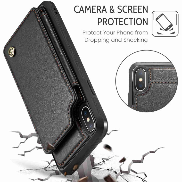 For iPhone XS / X CaseMe C22 Card Slots Holder RFID Anti-theft Phone Case(Black) - More iPhone Cases by CaseMe | Online Shopping South Africa | PMC Jewellery | Buy Now Pay Later Mobicred