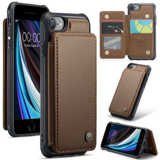 For iPhone SE 2022 / SE 2020 CaseMe C22 Card Slots Holder RFID Anti-theft Phone Case(Brown) - iPhone SE 2022 / 2020 / 8 / 7 Cases by CaseMe | Online Shopping South Africa | PMC Jewellery | Buy Now Pay Later Mobicred