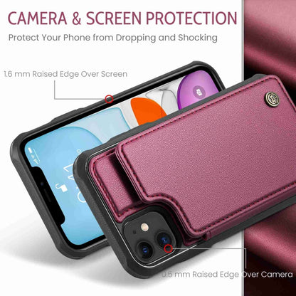 For iPhone 11 CaseMe C22 Card Slots Holder RFID Anti-theft Phone Case(Wine Red) - iPhone 11 Cases by CaseMe | Online Shopping South Africa | PMC Jewellery | Buy Now Pay Later Mobicred