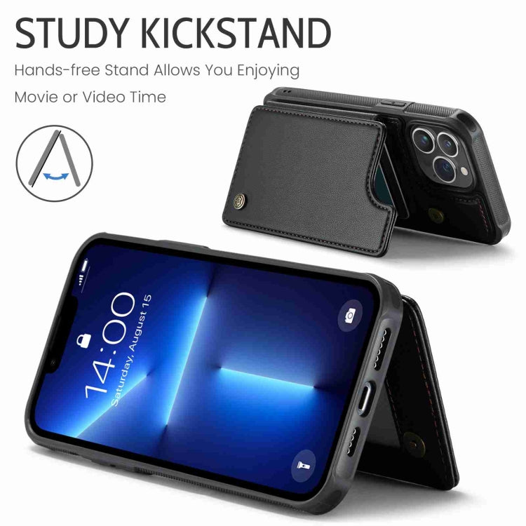 For iPhone 13 Pro CaseMe C22 Card Slots Holder RFID Anti-theft Phone Case(Black) - free shipping - PMC Jewellery - Order now!