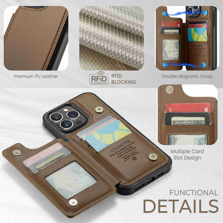 For iPhone 13 Pro Max CaseMe C22 Card Slots Holder RFID Anti-theft Phone Case(Brown) - iPhone 13 Pro Max Cases by CaseMe | Online Shopping South Africa | PMC Jewellery | Buy Now Pay Later Mobicred