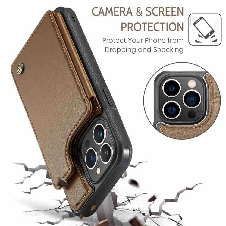 For iPhone 13 Pro Max CaseMe C22 Card Slots Holder RFID Anti-theft Phone Case(Brown) - iPhone 13 Pro Max Cases by CaseMe | Online Shopping South Africa | PMC Jewellery | Buy Now Pay Later Mobicred