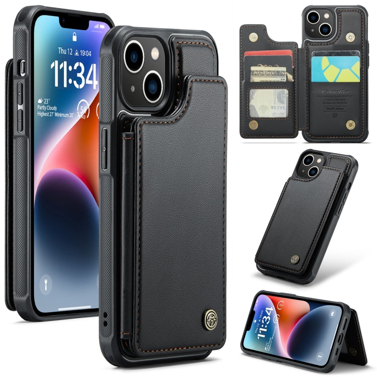 For iPhone 14 CaseMe C22 Card Slots Holder RFID Anti-theft Phone Case(Black) - free shipping - PMC Jewellery - Order now!