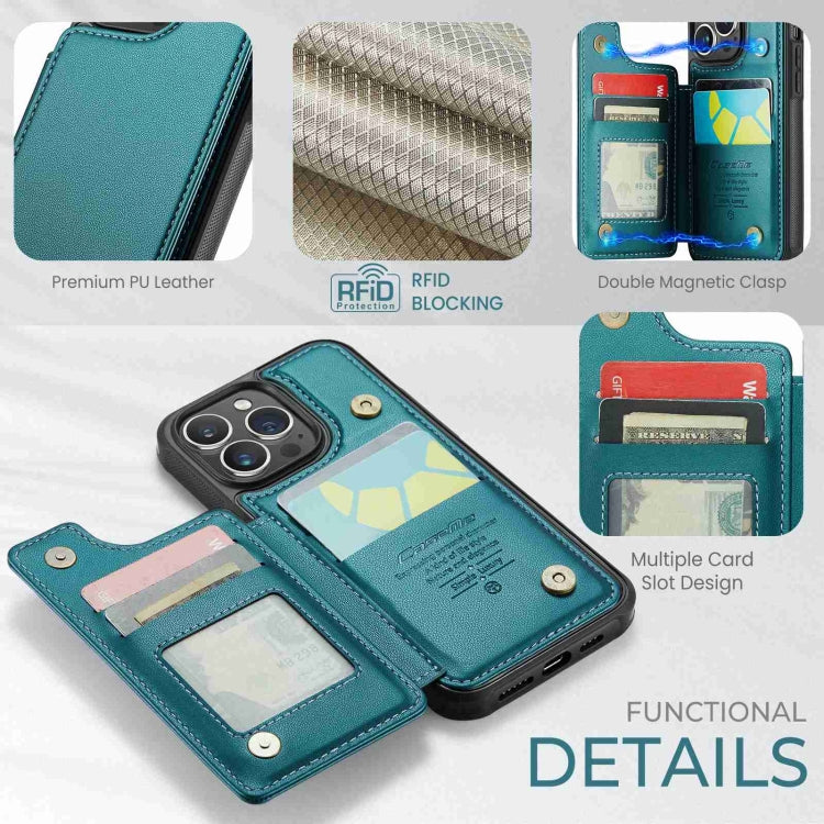 For iPhone 14 Pro Max CaseMe C22 Card Slots Holder RFID Anti-theft Phone Case(Blue Green) - iPhone 14 Pro Max Cases by CaseMe | Online Shopping South Africa | PMC Jewellery | Buy Now Pay Later Mobicred