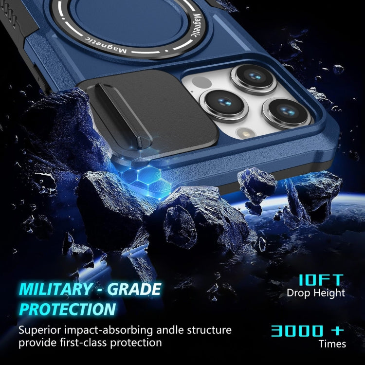 For iPhone 15 Pro Max Sliding Camshield Magsafe Holder TPU Hybrid PC Phone Case(Royal Blue) - iPhone 15 Pro Max Cases by PMC TechLife | Online Shopping South Africa | PMC TechLife