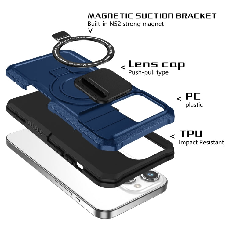 For iPhone 15 Pro Sliding Camshield Magsafe Holder TPU Hybrid PC Phone Case(Royal Blue) - iPhone 15 Pro Cases by PMC Jewellery | Online Shopping South Africa | PMC Jewellery