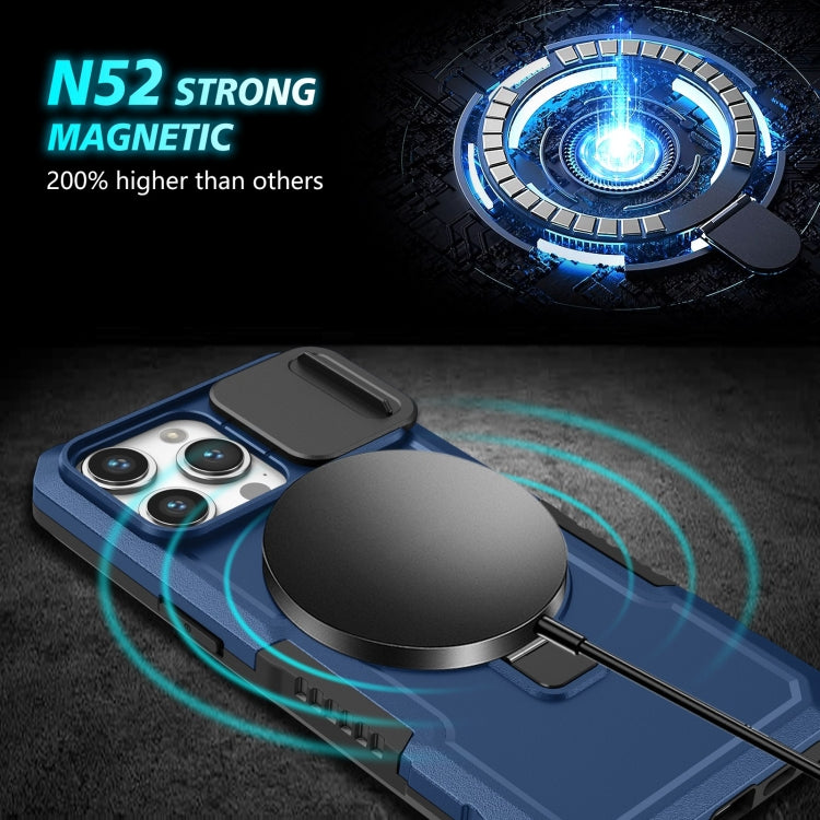 For iPhone 15 Pro Sliding Camshield Magsafe Holder TPU Hybrid PC Phone Case(Royal Blue) - iPhone 15 Pro Cases by PMC TechLife | Online Shopping South Africa | PMC TechLife