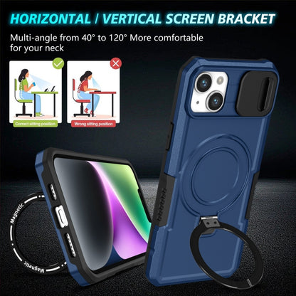 For iPhone 14 Plus Sliding Camshield Magsafe Holder TPU Hybrid PC Phone Case(Royal Blue) - iPhone 14 Plus Cases by PMC Jewellery | Online Shopping South Africa | PMC Jewellery