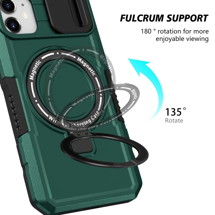 For iPhone 12 Sliding Camshield Magsafe Holder TPU Hybrid PC Phone Case(Deep Green) - iPhone 12 / 12 Pro Cases by PMC Jewellery | Online Shopping South Africa | PMC Jewellery