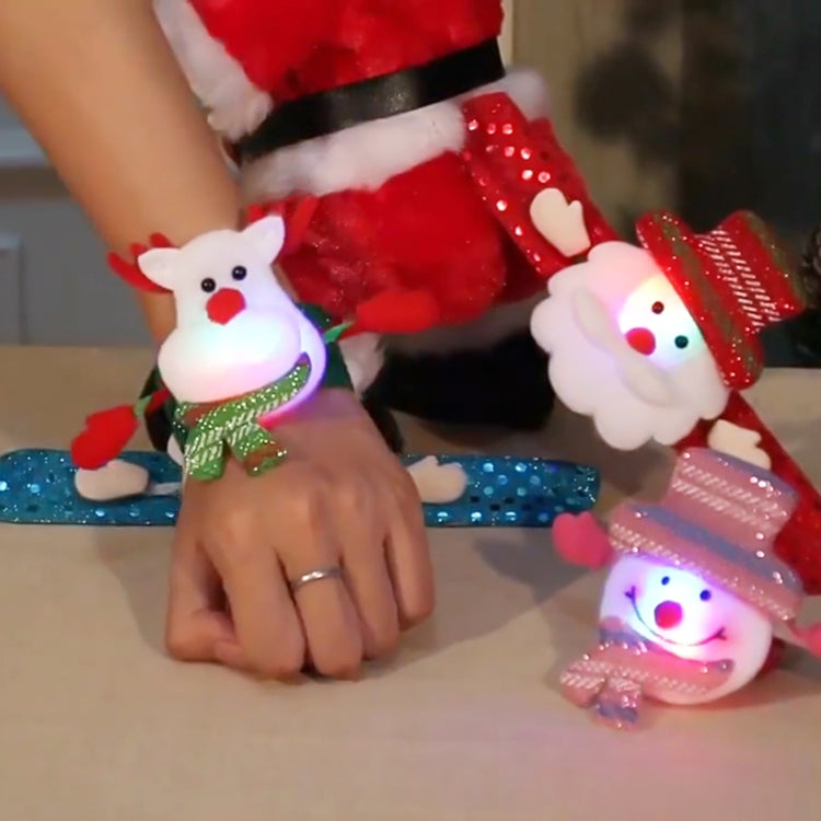 Santa Style Flash Light Merry Christmas Slap Pat Circle Wristband(Flannel Light Bear) - Christmas Wearable Decoration by PMC Jewellery | Online Shopping South Africa | PMC Jewellery | Buy Now Pay Later Mobicred