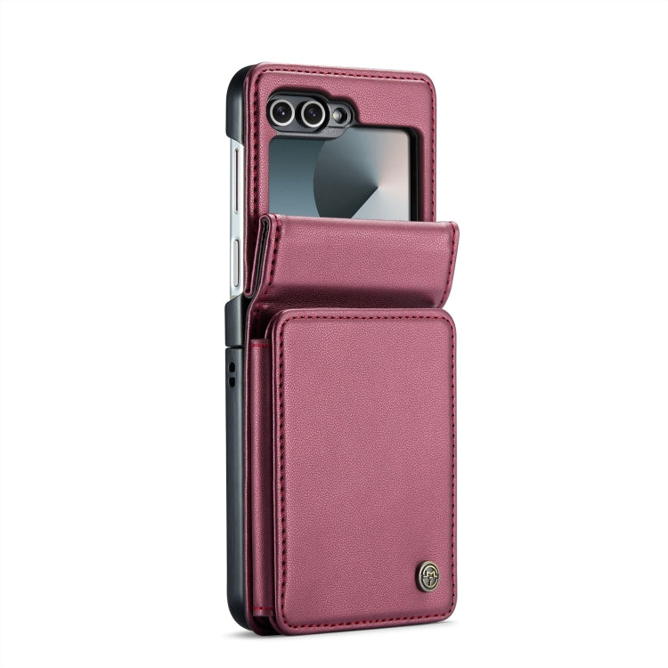 For Samsung Galaxy Z Flip6 5G CaseMe C22 PC+TPU Business Style RFID Anti-theft Leather Phone Case(Wine Red) - Galaxy Z Flip6 5G Cases by CaseMe | Online Shopping South Africa | PMC Jewellery | Buy Now Pay Later Mobicred