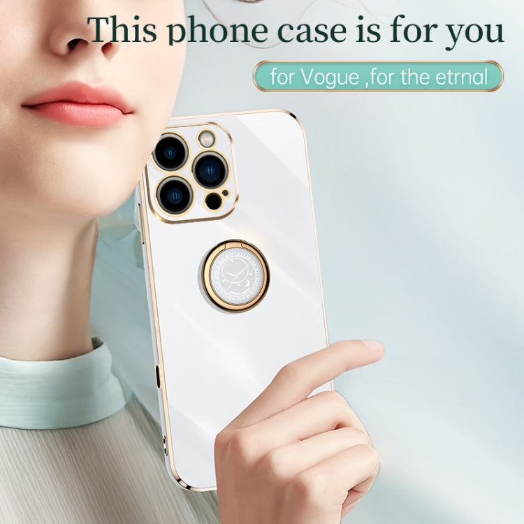 For iPhone 16 Pro Max XINLI Straight Edge 6D Electroplate TPU Phone Case with Ring Holder(Celestial Blue) - iPhone 16 Pro Max Cases by XINLI | Online Shopping South Africa | PMC Jewellery | Buy Now Pay Later Mobicred