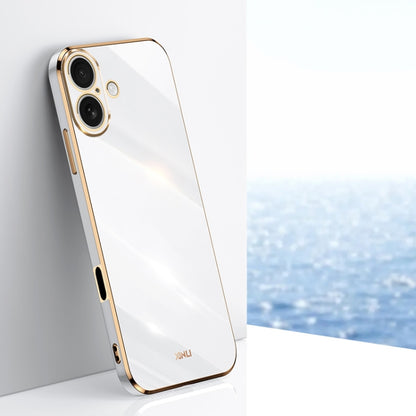 For iPhone 16 Plus XINLI Straight Edge 6D Electroplate TPU Phone Case(White) - iPhone 16 Plus Cases by XINLI | Online Shopping South Africa | PMC Jewellery | Buy Now Pay Later Mobicred