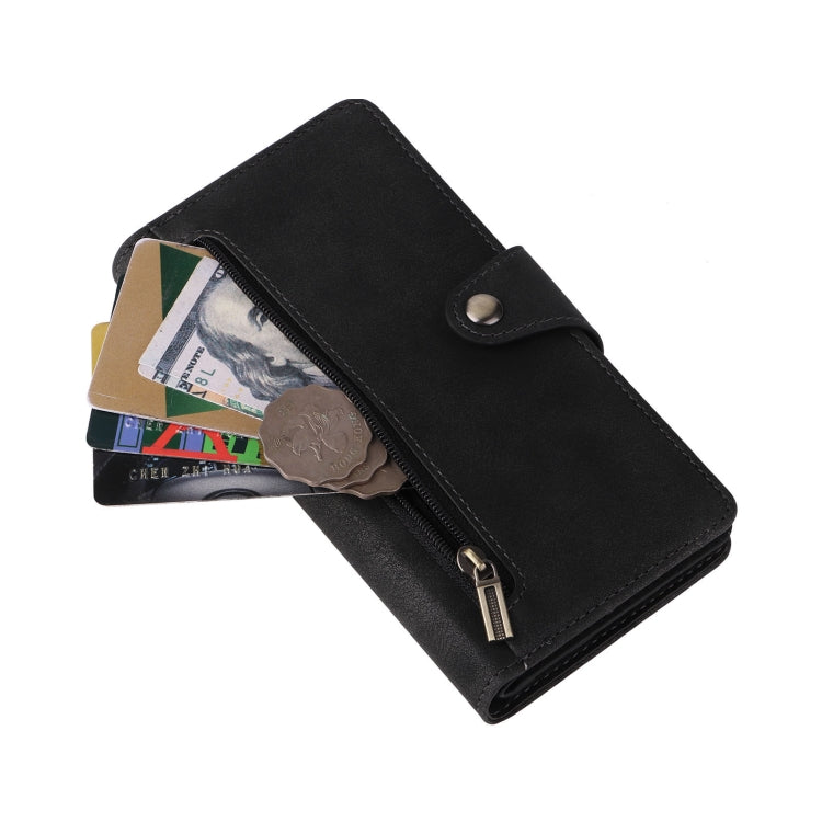 For Google Pixel 8 Pro Rivet Buckle 9 Cards Three Fold Leather Phone Case(Black) - Google Cases by PMC TechLife | Online Shopping South Africa | PMC TechLife | Buy Now Pay Later Mobicred
