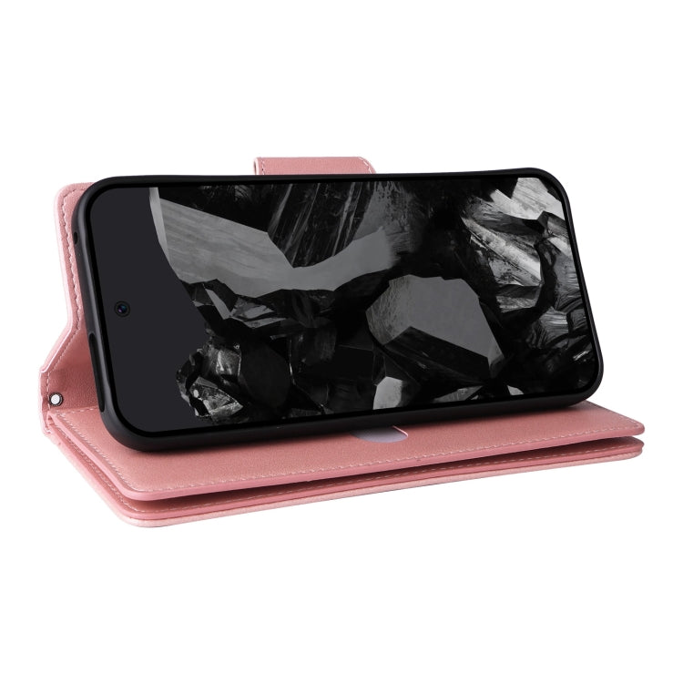For Google Pixel 9 Pro Rivet Buckle 9 Cards Three Fold Leather Phone Case(Rose Gold) - free shipping - PMC TechLife - Order now!