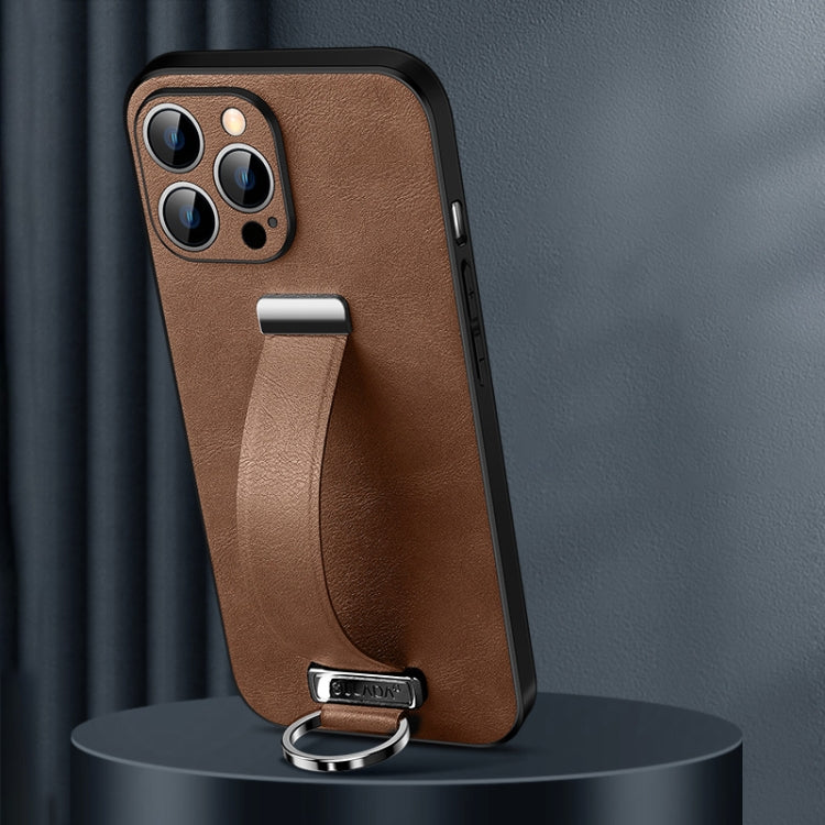 For iPhone 16 Pro SULADA Tide Cool Series PC + Leather Texture Skin Feel Phone Case(Brown) - free shipping - PMC Jewellery - Order now!