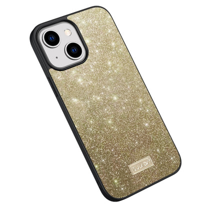 For iPhone 15 SULADA Glittery PC Hybrid TPU Handmade Leather Phone Case(Gold) - iPhone 15 Cases by SULADA | Online Shopping South Africa | PMC Jewellery | Buy Now Pay Later Mobicred