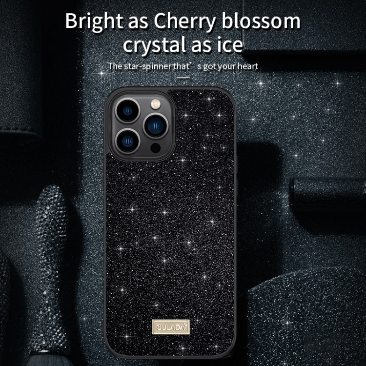 For iPhone 16 SULADA Glittery PC Hybrid TPU Handmade Leather Phone Case(Black) - iPhone 16 Cases by SULADA | Online Shopping South Africa | PMC Jewellery | Buy Now Pay Later Mobicred