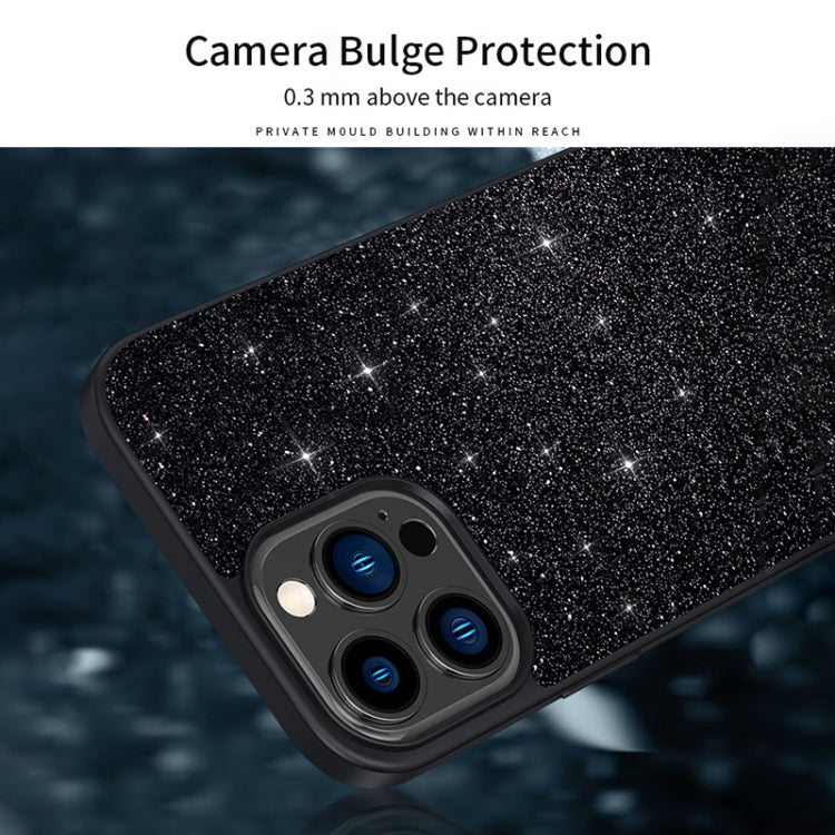 For iPhone 16 Plus SULADA Glittery PC Hybrid TPU Handmade Leather Phone Case(Black) - iPhone 16 Plus Cases by SULADA | Online Shopping South Africa | PMC Jewellery | Buy Now Pay Later Mobicred