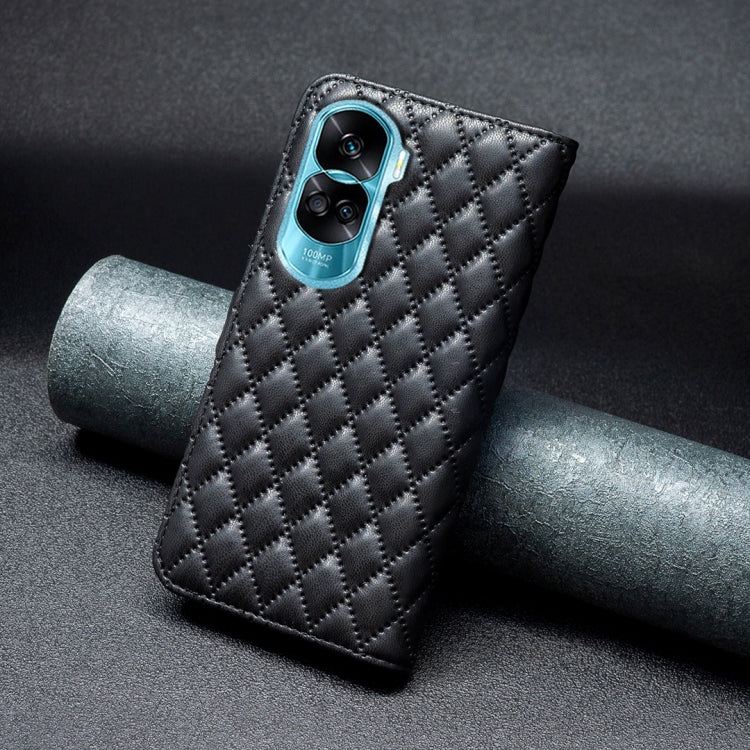 For Honor 90 Lite/X50i Diamond Lattice Wallet Flip Leather Phone Case(Black) - Honor Cases by PMC TechLife | Online Shopping South Africa | PMC TechLife | Buy Now Pay Later Mobicred