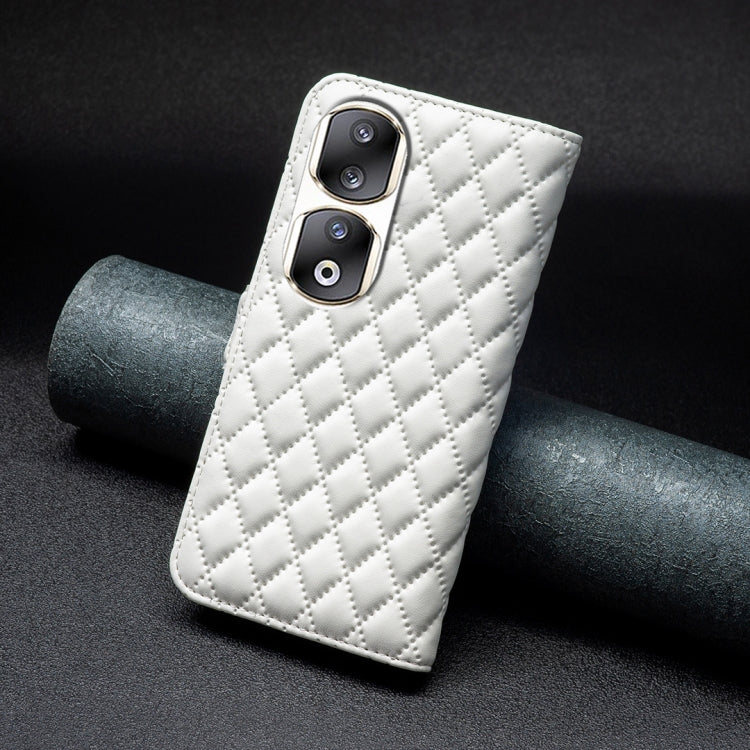 For Honor 90 Pro Diamond Lattice Wallet Flip Leather Phone Case(White) - Honor Cases by PMC TechLife | Online Shopping South Africa | PMC TechLife | Buy Now Pay Later Mobicred