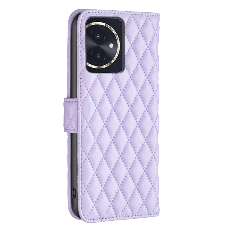 For Honor 100 Diamond Lattice Wallet Flip Leather Phone Case(Purple) - Honor Cases by PMC TechLife | Online Shopping South Africa | PMC TechLife | Buy Now Pay Later Mobicred