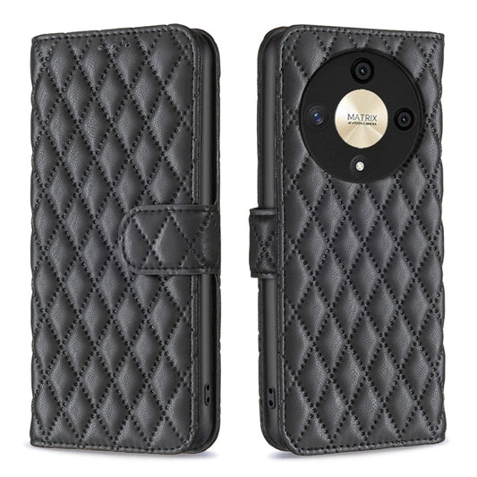 For Honor X9b/Magic6 Lite 5G Diamond Lattice Wallet Flip Leather Phone Case(Black) - Honor Cases by PMC Jewellery | Online Shopping South Africa | PMC Jewellery | Buy Now Pay Later Mobicred