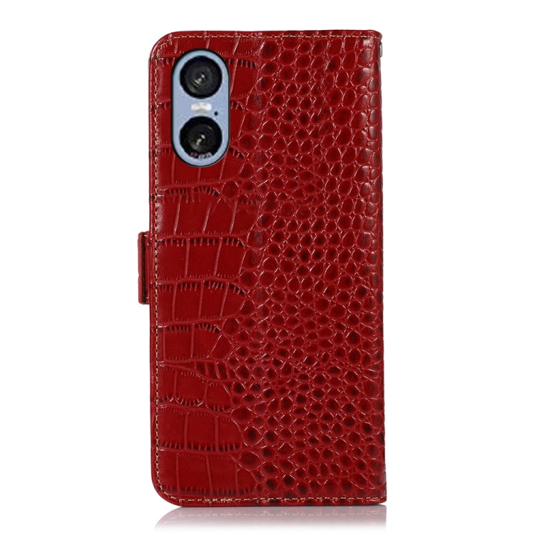 For Sony Xperia 5 VI Crocodile Top Layer Cowhide Leather Phone Case(Red) - Sony Cases by PMC TechLife | Online Shopping South Africa | PMC TechLife | Buy Now Pay Later Mobicred