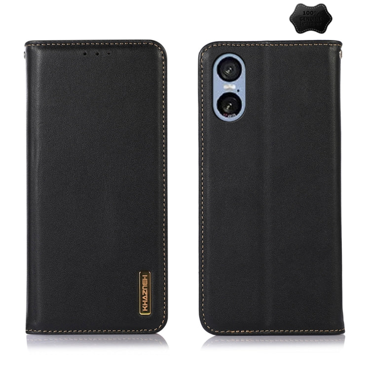 For Sony Xperia 5 VI KHAZNEH Nappa Top Layer Cowhide Leather Phone Case(Black) - Sony Cases by PMC TechLife | Online Shopping South Africa | PMC TechLife | Buy Now Pay Later Mobicred