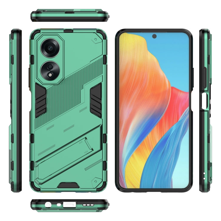 For OPPO A58 4G Global Punk Armor 2 in 1 PC + TPU Phone Case with Holder(Green) - OPPO Cases by PMC Jewellery | Online Shopping South Africa | PMC Jewellery