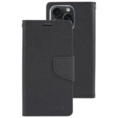 For iPhone 15 Pro Max GOOSPERY FANCY DIARY Cross Texture Leather Phone Case(Black) - iPhone 15 Pro Max Cases by GOOSPERY | Online Shopping South Africa | PMC Jewellery | Buy Now Pay Later Mobicred