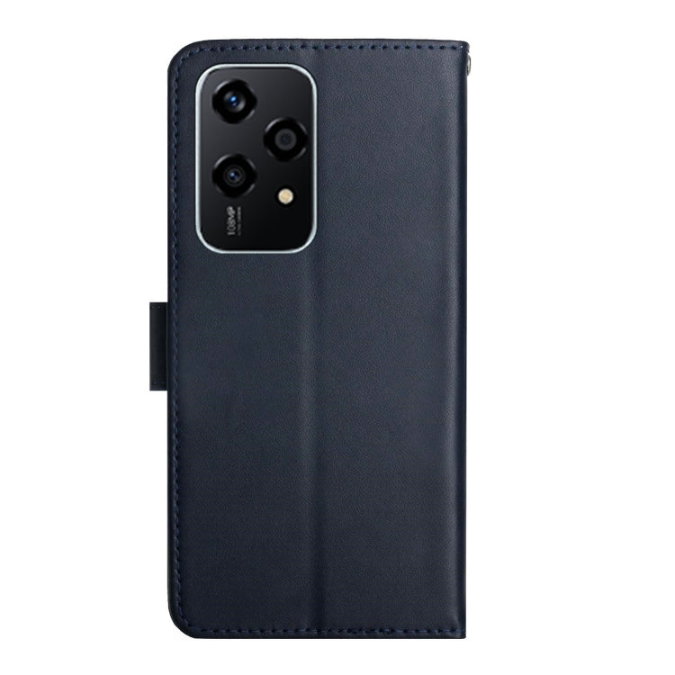For Honor 200 Lite Global HT02 Genuine Leather Fingerprint-proof Flip Phone Case(Blue) - Honor Cases by PMC TechLife | Online Shopping South Africa | PMC TechLife | Buy Now Pay Later Mobicred