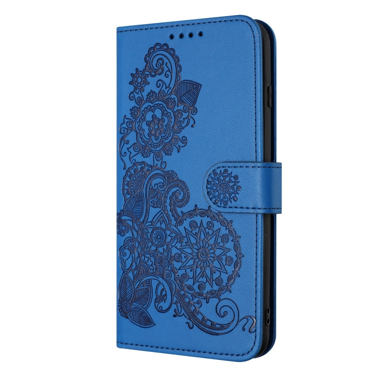For Motorola Moto E13 Datura Flower Embossed Flip Leather Phone Case(Blue) - Motorola Cases by PMC TechLife | Online Shopping South Africa | PMC TechLife | Buy Now Pay Later Mobicred