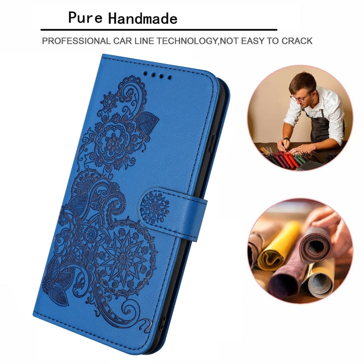 For Motorola Moto E13 Datura Flower Embossed Flip Leather Phone Case(Blue) - Motorola Cases by PMC TechLife | Online Shopping South Africa | PMC TechLife | Buy Now Pay Later Mobicred