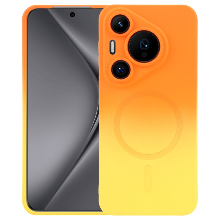 For Huawei Pura 70 Liquid TPU Silicone Gradient MagSafe Phone Case(Orange Yellow) - Huawei Cases by PMC Jewellery | Online Shopping South Africa | PMC Jewellery | Buy Now Pay Later Mobicred