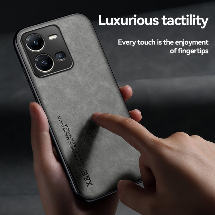 For vivo X100 Pro Skin Feel Magnetic Leather Back Phone Case(Dark Grey) - free shipping - PMC TechLife - Order now!