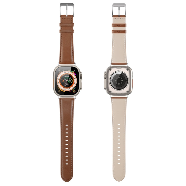 For Apple Watch SE 2023 40mm DUX DUCIS YS Series Genuine Leather Watch Band(Brown) - Watch Bands by DUX DUCIS | Online Shopping South Africa | PMC Jewellery | Buy Now Pay Later Mobicred