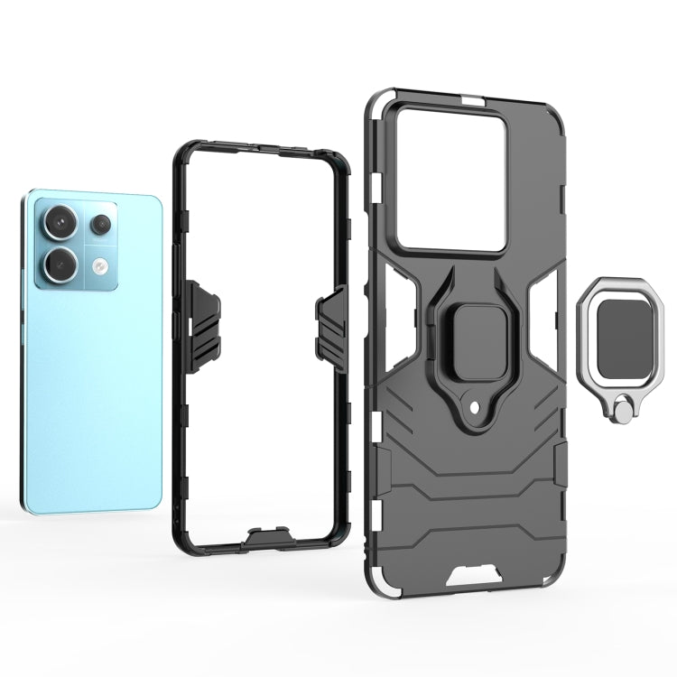 For Xiaomi Redmi Note 13 Pro Shockproof PC + TPU Holder Phone Case(Black) - Xiaomi Cases by PMC TechLife | Online Shopping South Africa | PMC TechLife | Buy Now Pay Later Mobicred