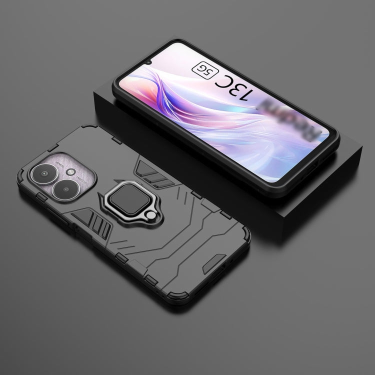For Xiaomi Redmi 13C 4G / 5G  Shockproof PC + TPU Holder Phone Case(Black) - 13C Cases by PMC TechLife | Online Shopping South Africa | PMC TechLife | Buy Now Pay Later Mobicred