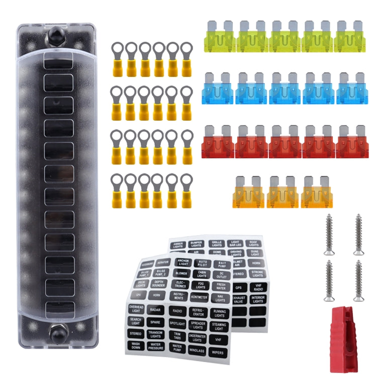 CP-4042 Vertical 12 Way Fuse Block with 12pcs Fuses and 12pcs Rerminals - Fuse by PMC TechLife | Online Shopping South Africa | PMC TechLife | Buy Now Pay Later Mobicred