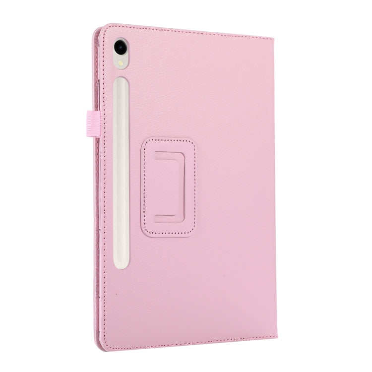 For Samsung Galaxy Tab S9 Litchi Texture Leather Tablet Case with Holder(Pink) - Other Galaxy Tab PC by PMC Jewellery | Online Shopping South Africa | PMC Jewellery | Buy Now Pay Later Mobicred