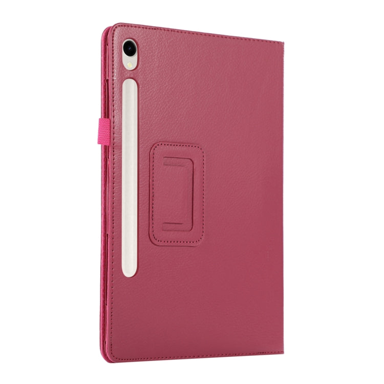 For Samsung Galaxy Tab S9 Litchi Texture Leather Tablet Case with Holder(Rose Red) - Other Galaxy Tab PC by PMC Jewellery | Online Shopping South Africa | PMC Jewellery | Buy Now Pay Later Mobicred