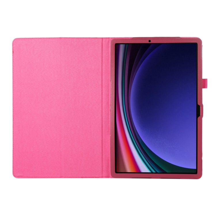 For Samsung Galaxy Tab S9 Litchi Texture Leather Tablet Case with Holder(Rose Red) - free shipping - PMC Jewellery - Order now!