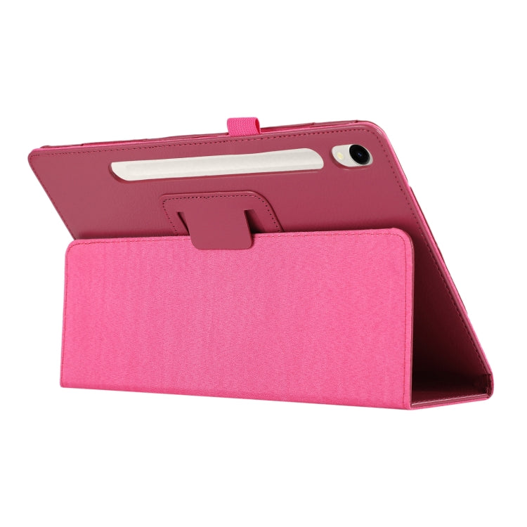 For Samsung Galaxy Tab S9 Litchi Texture Leather Tablet Case with Holder(Rose Red) - free shipping - PMC Jewellery - Order now!