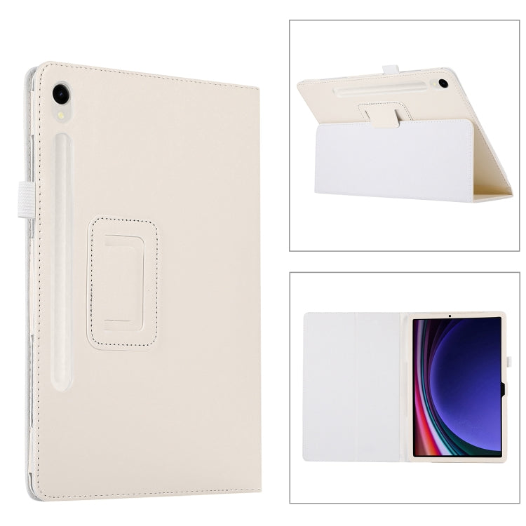 For Samsung Galaxy Tab S9 Litchi Texture Leather Tablet Case with Holder(White) - Other Galaxy Tab PC by PMC Jewellery | Online Shopping South Africa | PMC Jewellery | Buy Now Pay Later Mobicred