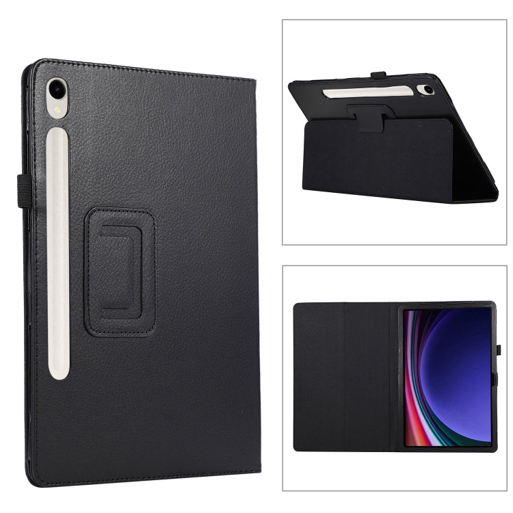 For Samsung Galaxy Tab S9 Ultra Litchi Texture Leather Tablet Case with Holder(Black) - Other Galaxy Tab PC by PMC Jewellery | Online Shopping South Africa | PMC Jewellery | Buy Now Pay Later Mobicred