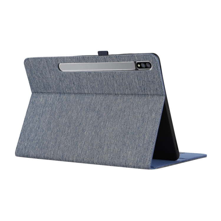 For Samsung Galaxy Tab S10 Ultra Horizontal Flip TPU + Fabric PU Leather Tablet Case(Dark Blue) - Tab S10 Ultra Cases by PMC Jewellery | Online Shopping South Africa | PMC Jewellery | Buy Now Pay Later Mobicred