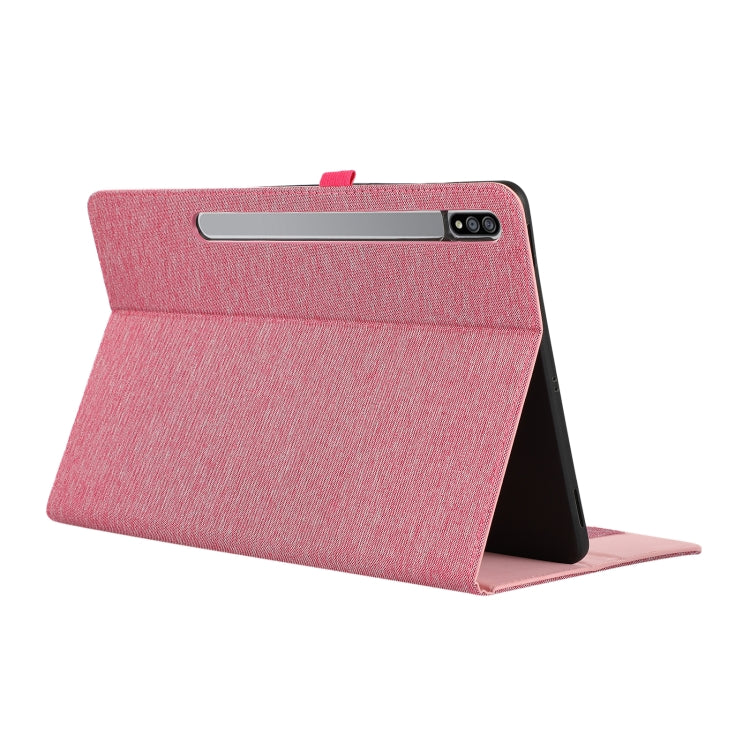 For Samsung Galaxy Tab S10 Ultra Horizontal Flip TPU + Fabric PU Leather Tablet Case(Rose Red) - Tab S10 Ultra Cases by PMC Jewellery | Online Shopping South Africa | PMC Jewellery | Buy Now Pay Later Mobicred