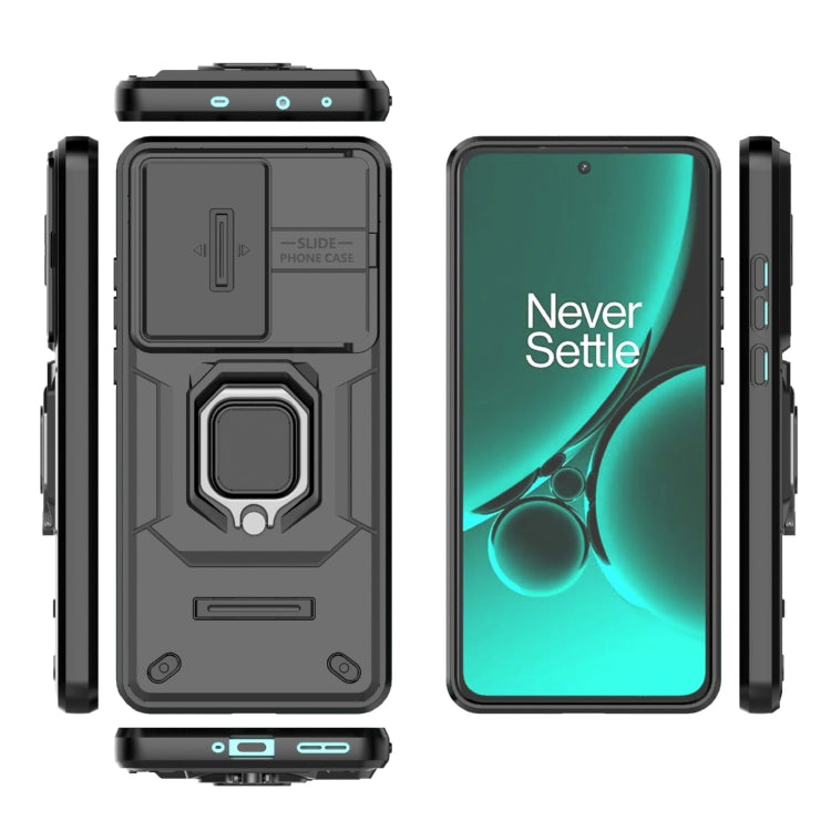 For OnePlus Nord CE3 5G Sliding Camshield TPU + PC Shockproof Phone Case with Holder(Black) - OnePlus Cases by PMC TechLife | Online Shopping South Africa | PMC TechLife